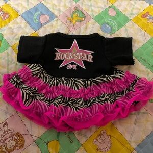 Rockstar Cabbage Patch Kids Dress with Zebra Print and Pink Ruffles 14 in Doll